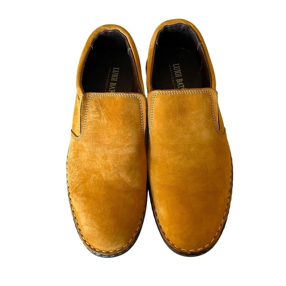 Luigi Batani Italy Brown Leather Size 42 Slip On Loafers